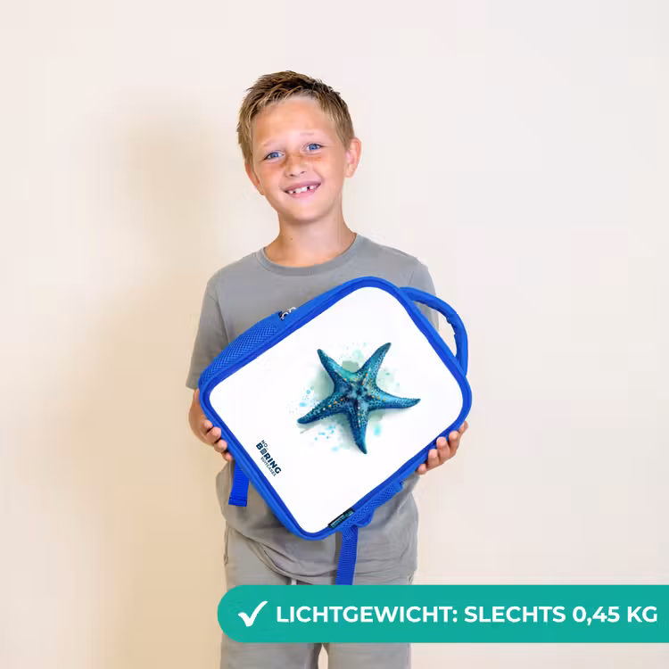 Kinderrugzak - Blauw - Blauwe Zeester op Witte Achtergrond — 2