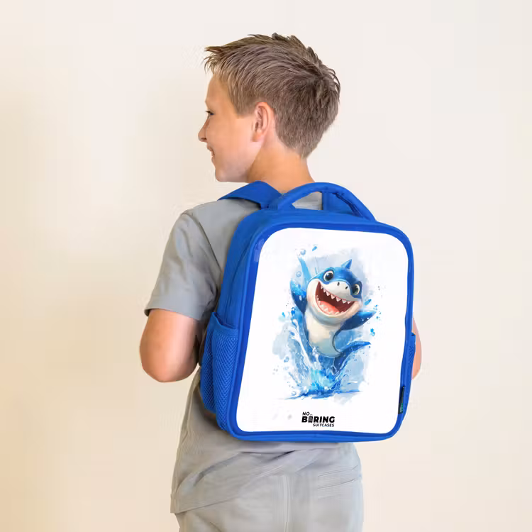 Kinderrugzak - Blauw - Haai - Tanden - Water — 3