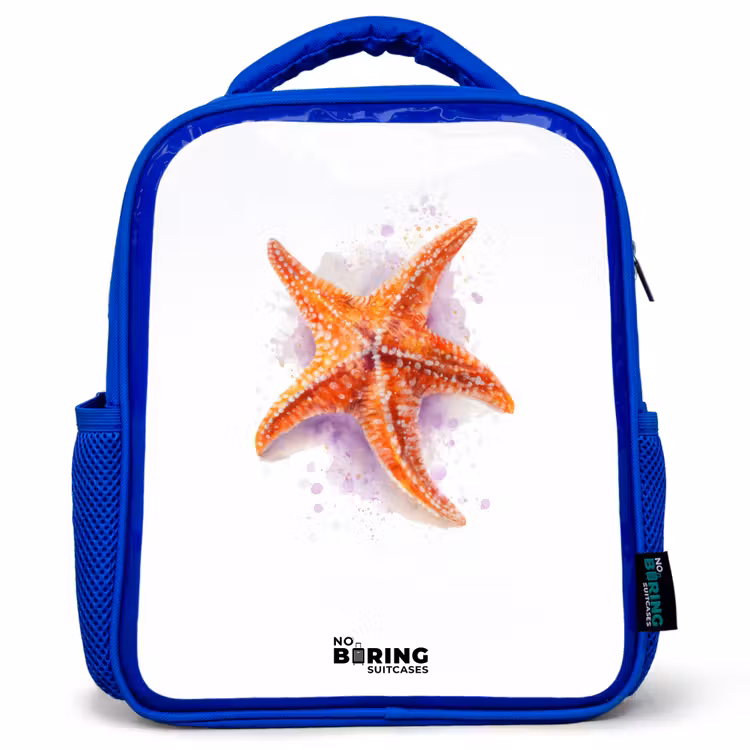 Kinderrugzak - Blauw - Oranje Zeester Illustratie — 1