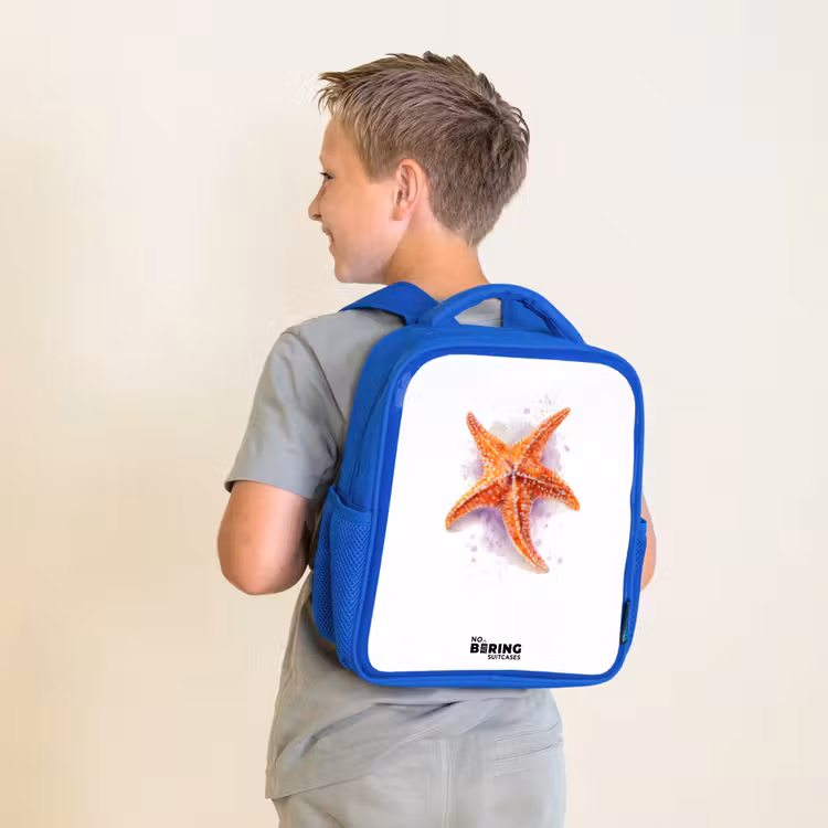 Kinderrugzak - Blauw - Oranje Zeester Illustratie — 3