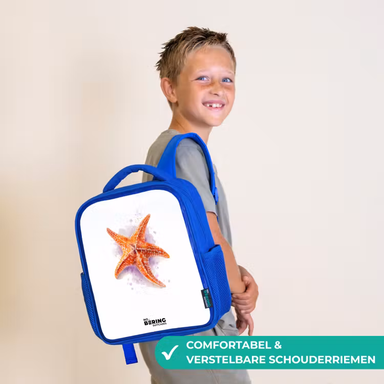 Kinderrugzak - Blauw - Oranje Zeester Illustratie — 4