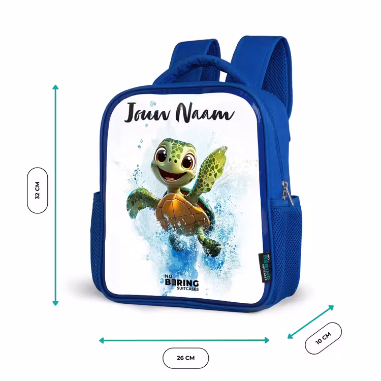 Kinderrugzak met naam - Blauw - Schildpad - Water - Groen — 5