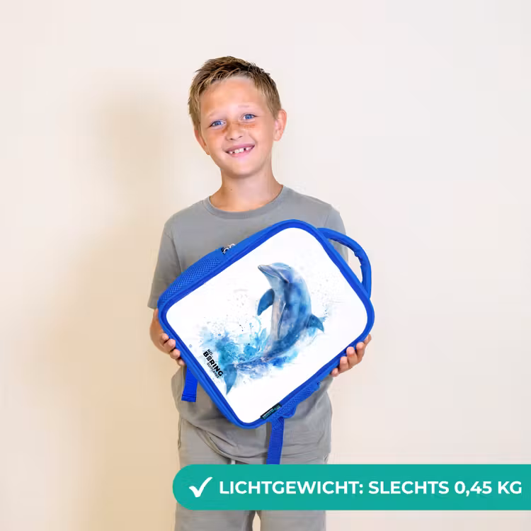 Kinderrugzak met naam - Blauw - Springende blauwe dolfijn β 2