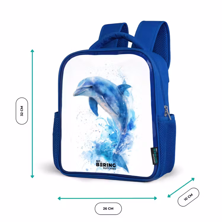 Kinderrugzak met naam - Blauw - Springende blauwe dolfijn β 5