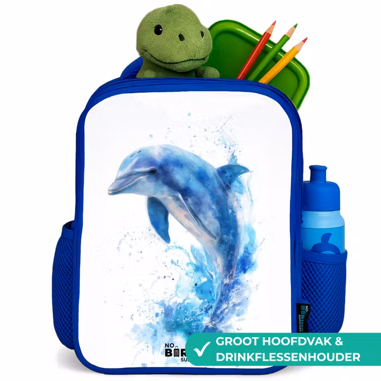 Kinderrugzak met naam - Blauw - Springende blauwe dolfijn β 6