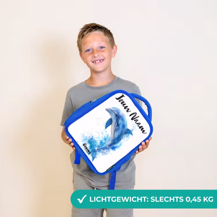 Kinderrugzak met naam - Blauw - Springende blauwe dolfijn β 2