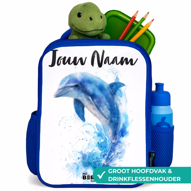 Kinderrugzak met naam - Blauw - Springende blauwe dolfijn β 6