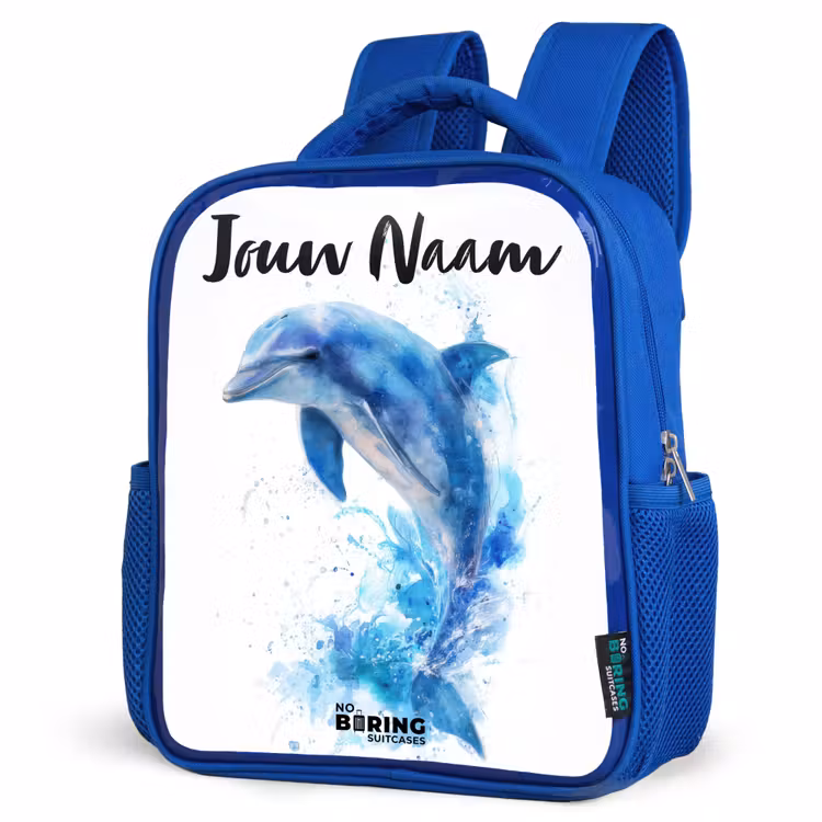 Kinderrugzak met naam - Blauw - Springende blauwe dolfijn β 7