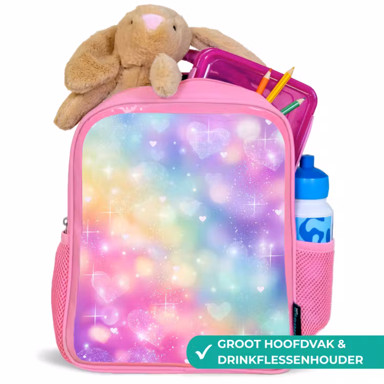 Kinderrugzak - Roze - Licht - Regenboog - Hartjes — 2