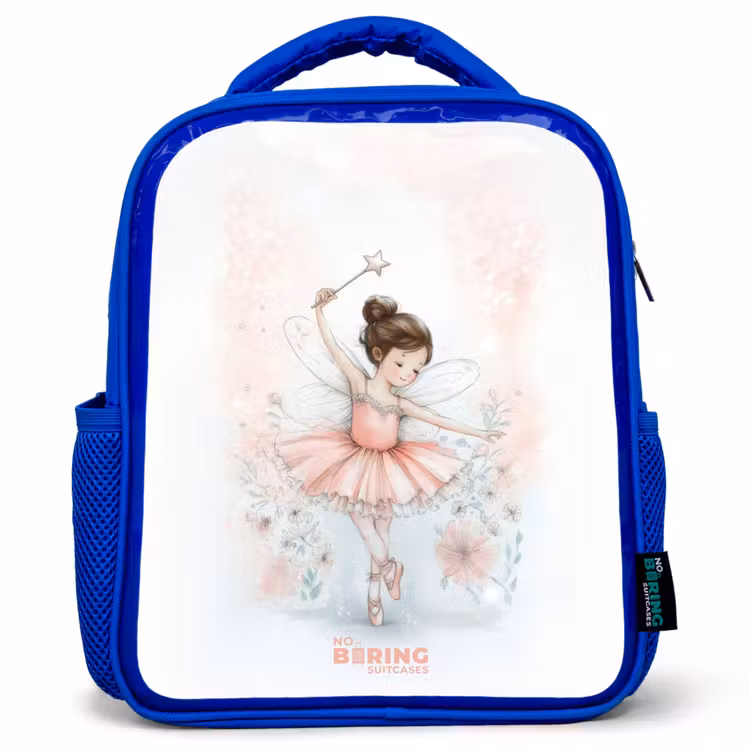 Kinderrugzak met naam - Blauw - Ballerina - Elf - Fee — 1