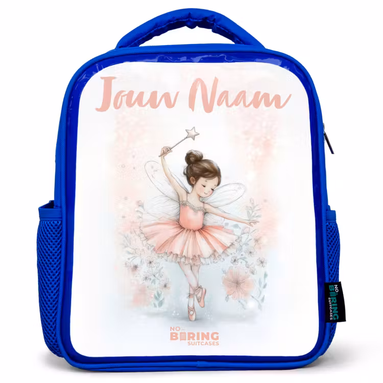 Kinderrugzak met naam - Blauw - Ballerina - Elf - Fee — 1