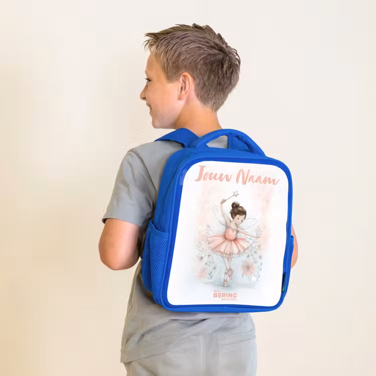 Kinderrugzak met naam - Blauw - Ballerina - Elf - Fee — 3
