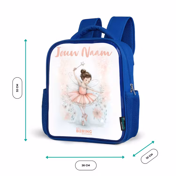 Kinderrugzak met naam - Blauw - Ballerina - Elf - Fee — 5