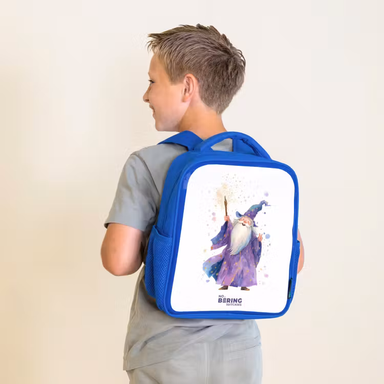 Kinderrugzak - Blauw - Oude tovenaar met staf — 3