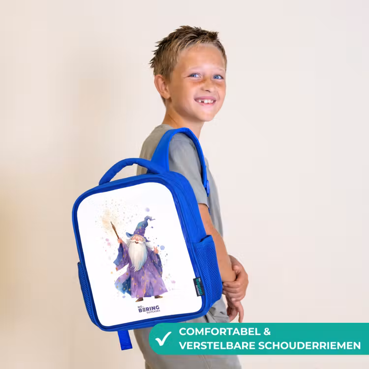 Kinderrugzak - Blauw - Oude tovenaar met staf — 4