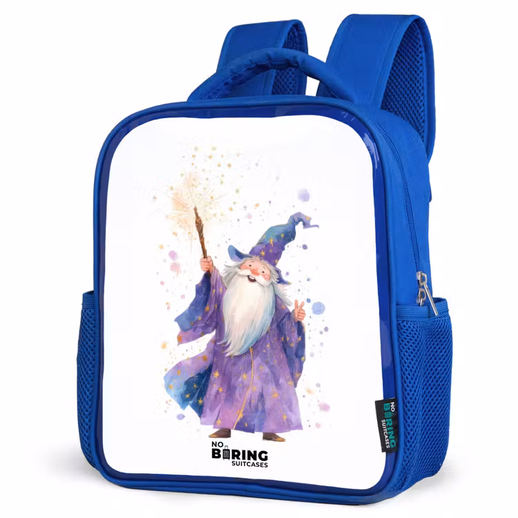 Kinderrugzak met naam - Blauw - Oude tovenaar met staf — 7