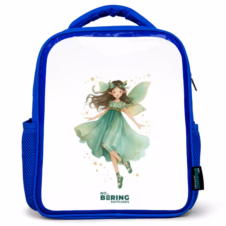 Kinderrugzak met naam - Blauw - Zwevende groene elf — 1