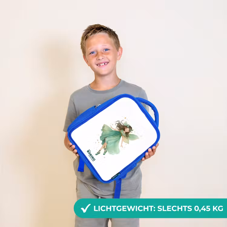 Kinderrugzak met naam - Blauw - Zwevende groene elf — 2