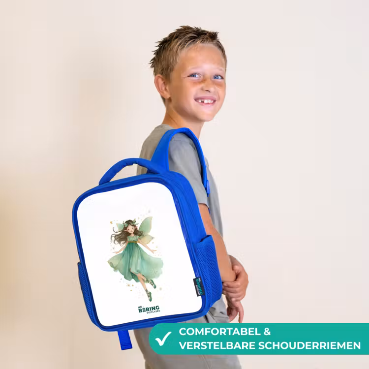 Kinderrugzak met naam - Blauw - Zwevende groene elf — 4