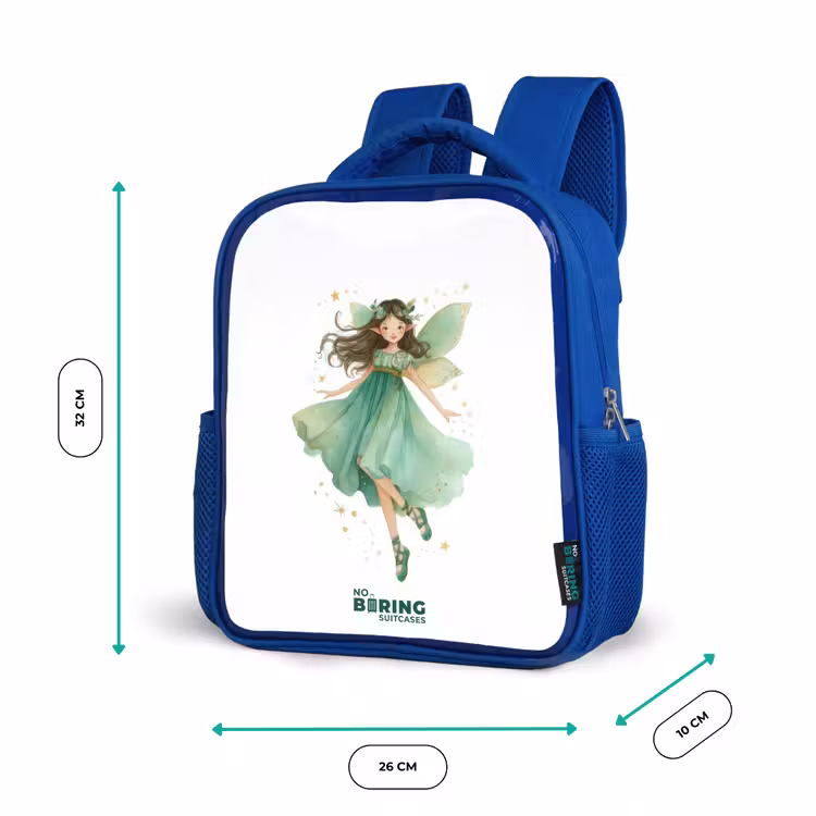 Kinderrugzak met naam - Blauw - Zwevende groene elf — 5