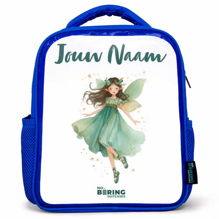 Kinderrugzak met naam - Blauw - Zwevende groene elf — 1