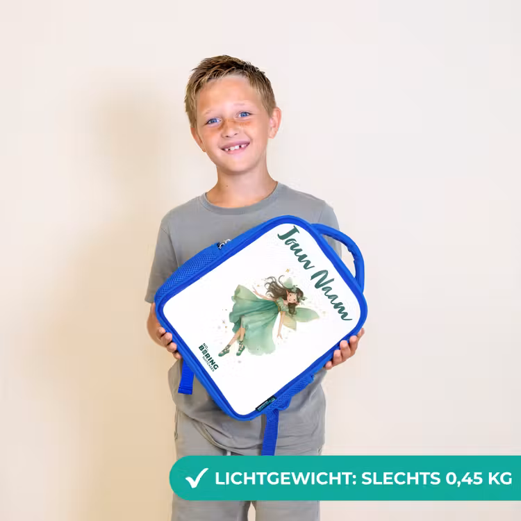 Kinderrugzak met naam - Blauw - Zwevende groene elf — 2