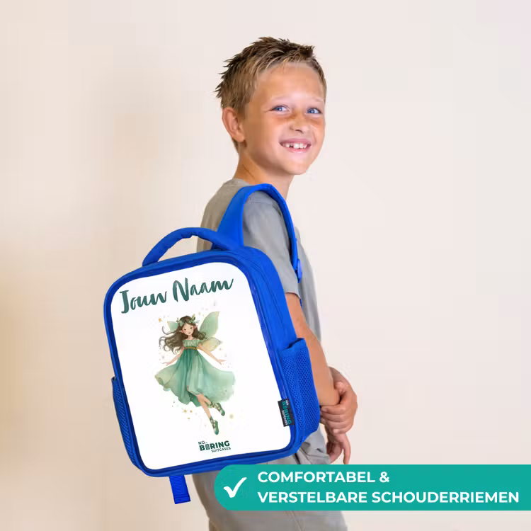 Kinderrugzak met naam - Blauw - Zwevende groene elf — 4
