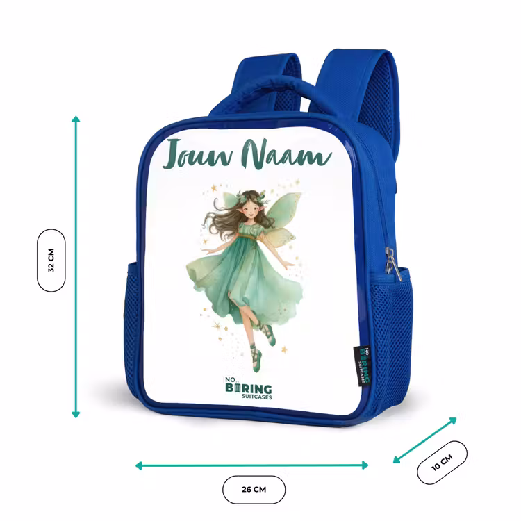 Kinderrugzak met naam - Blauw - Zwevende groene elf — 5
