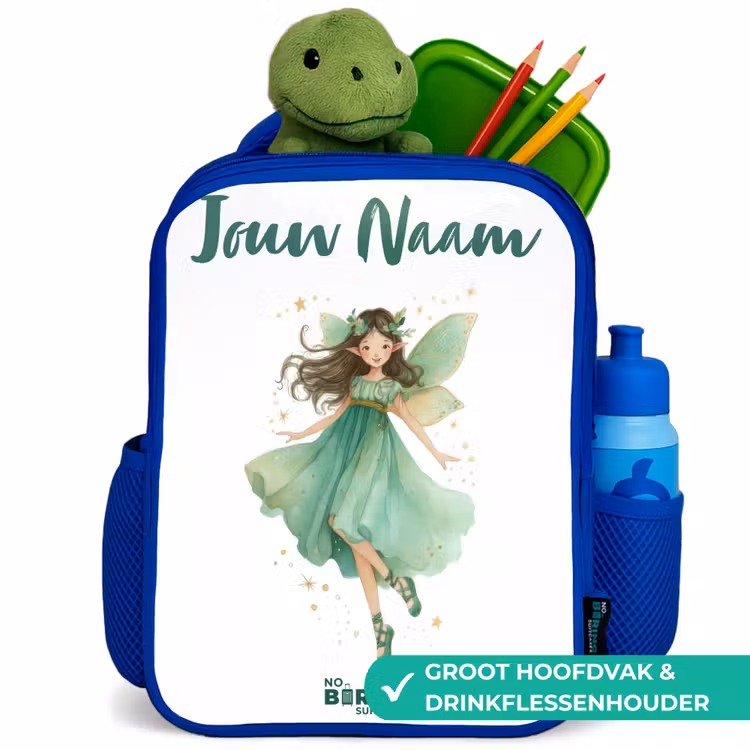 Kinderrugzak met naam - Blauw - Zwevende groene elf — 6