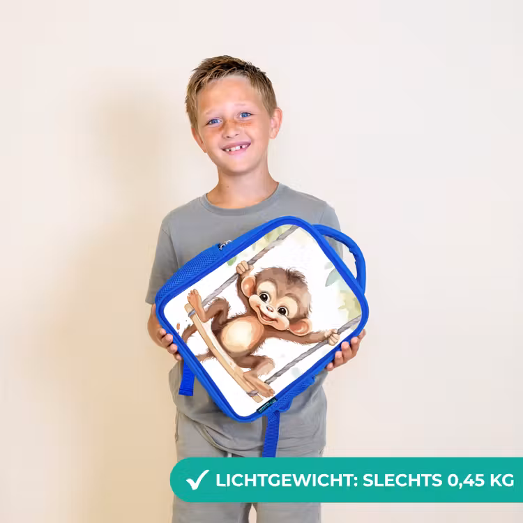 Kinderrugzak - Blauw - Aap - Dier - Kinderen - Jungle — 2