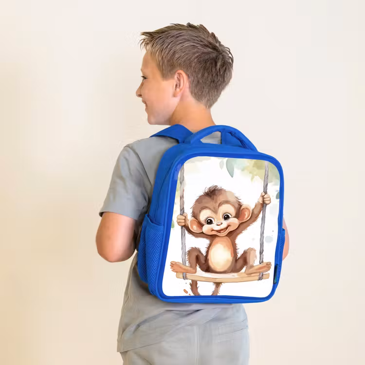 Kinderrugzak - Blauw - Aap - Dier - Kinderen - Jungle — 3