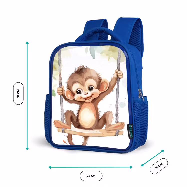Kinderrugzak - Blauw - Aap - Dier - Kinderen - Jungle — 5