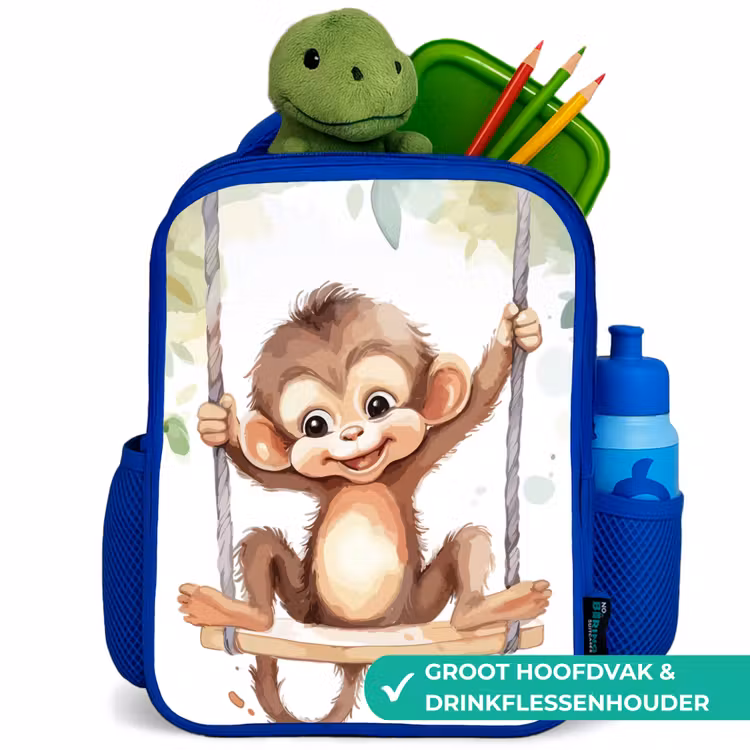 Kinderrugzak - Blauw - Aap - Dier - Kinderen - Jungle — 6