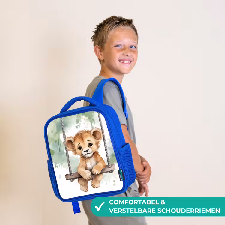 Kinderrugzak - Blauw - Leeuw - Dier - Kinderen - Jungle — 4