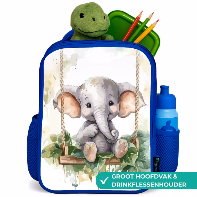 Kinderrugzak - Blauw - Olifant - Dier - Kinderen - Jungle — 6