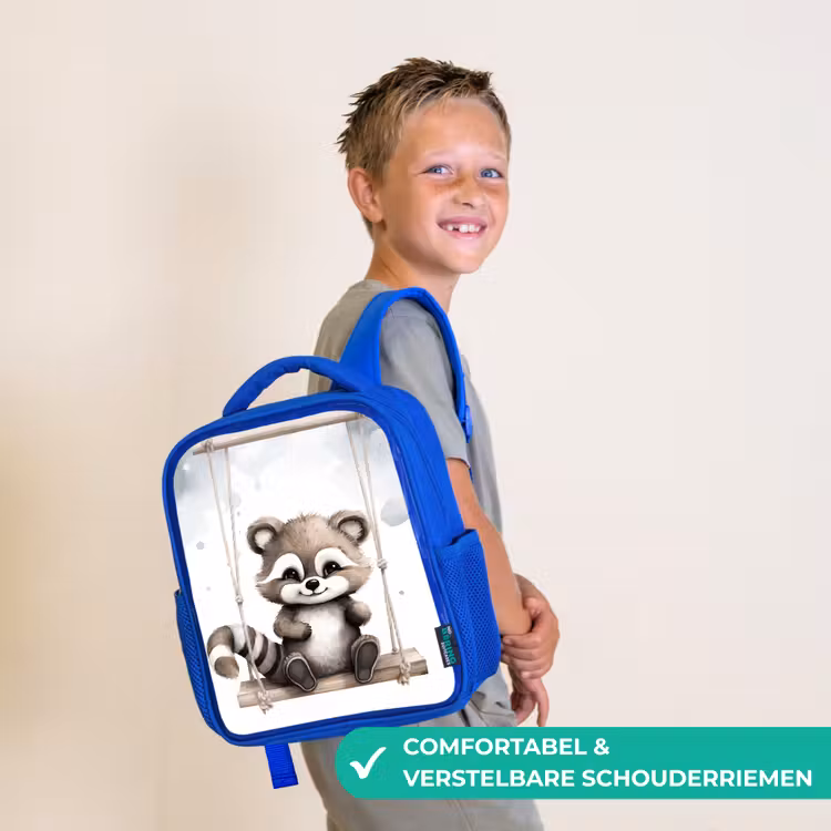 Kinderrugzak - Blauw - Wasbeer - Dier - Kinderen — 4