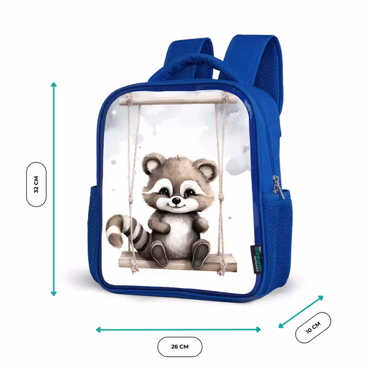 Kinderrugzak - Blauw - Wasbeer - Dier - Kinderen — 5