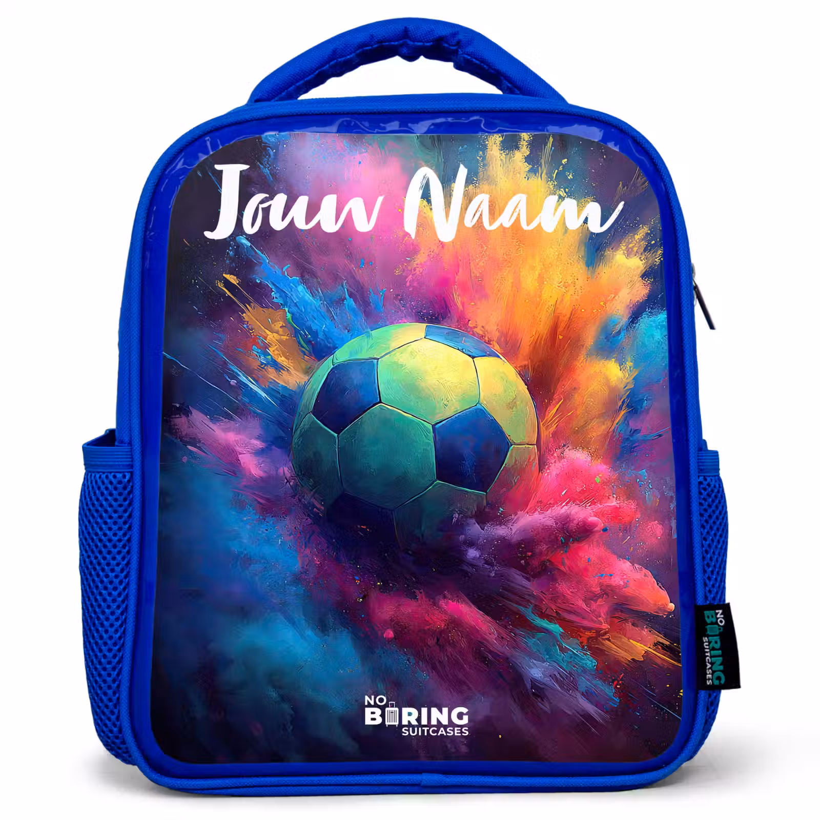 Kinderrugzak met naam - Blauw - Neon - Bal - Kleurrijk — 1