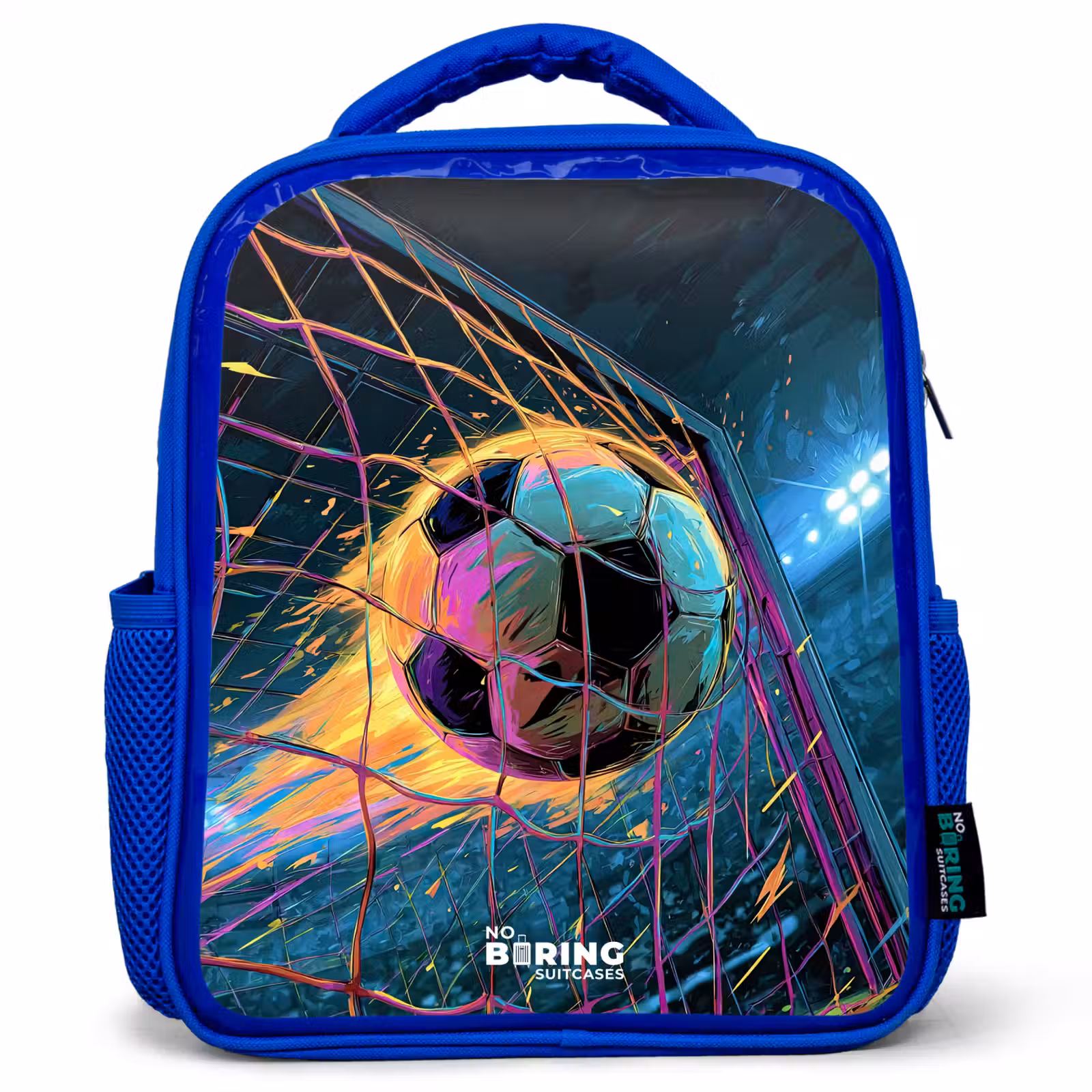 Kinderrugzak - Blauw - Neon - Net - Voetbal - Kleurrijk — 1