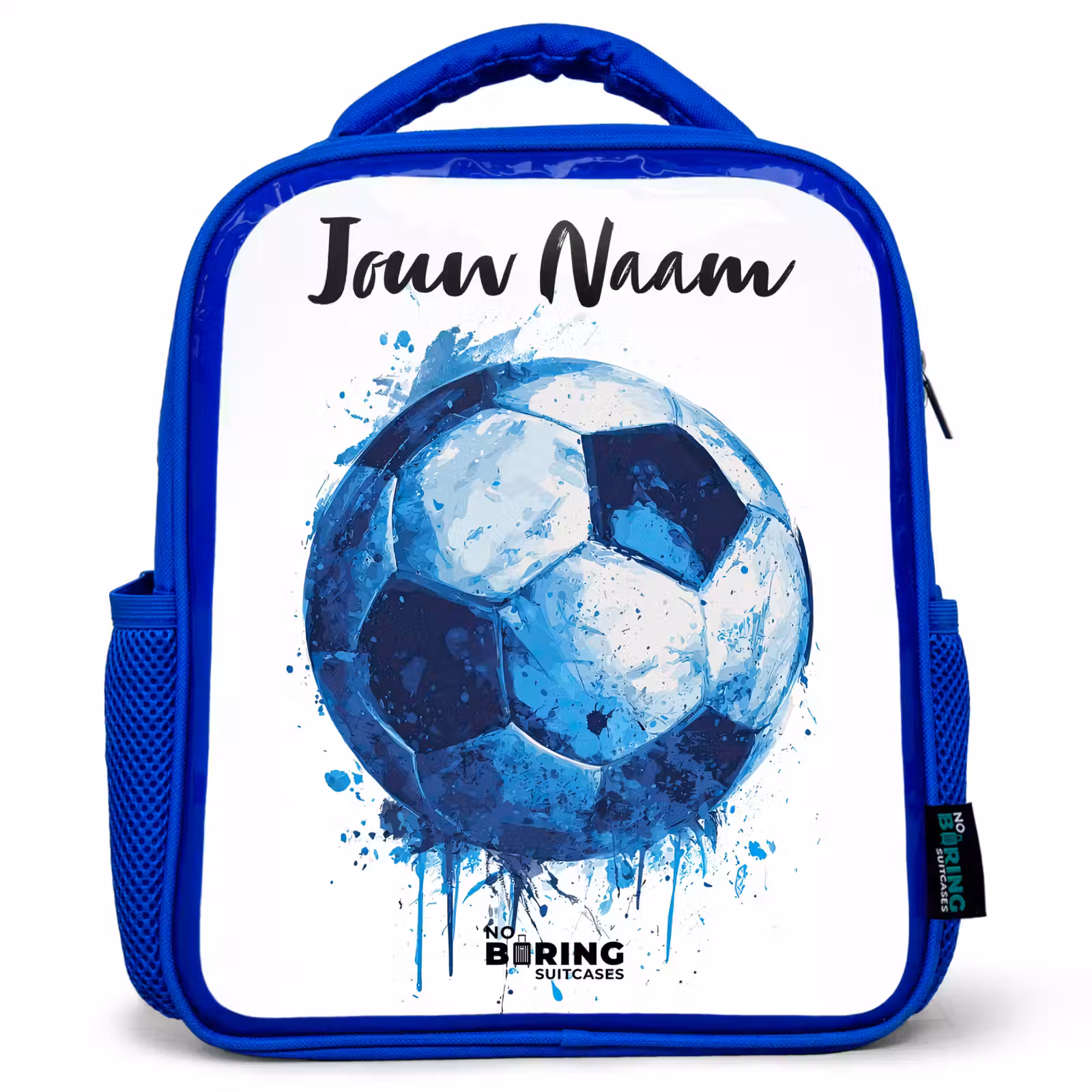 Kinderrugzak met naam - Blauw - Voetbalvibes - Inktspatten - Blauw — 1