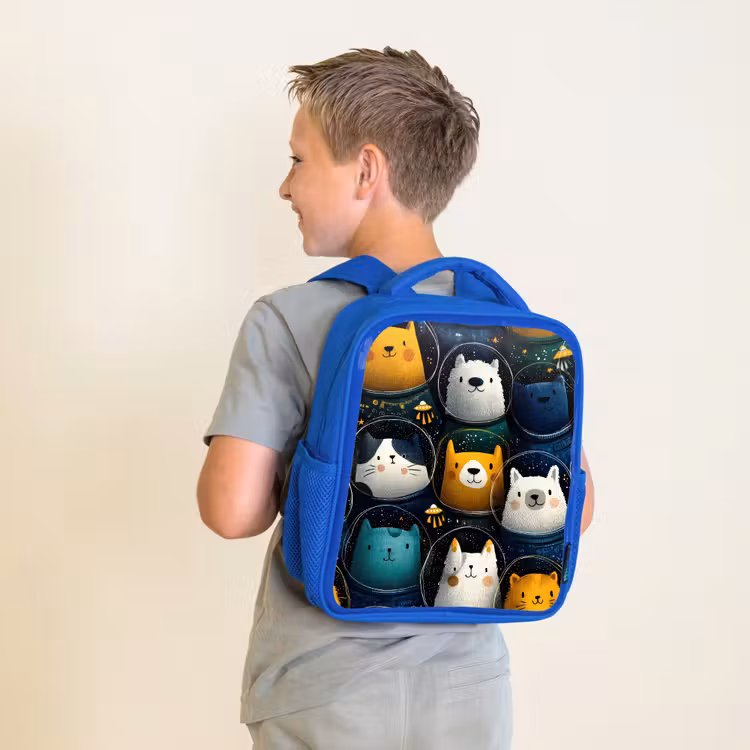 Kinderrugzak - Blauw - Dieren - Ruimtepakken - Sterren — 3