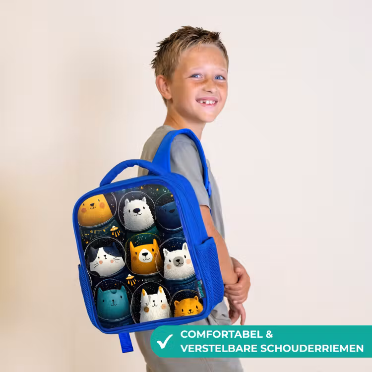 Kinderrugzak - Blauw - Dieren - Ruimtepakken - Sterren — 4
