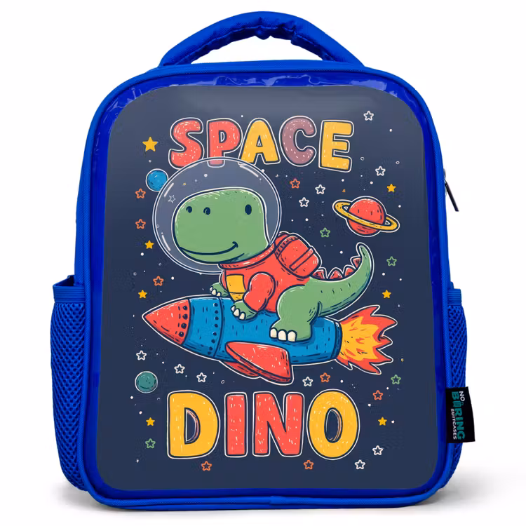 Kinderrugzak - Blauw - Dino - Raket - Kleurrijk — 1