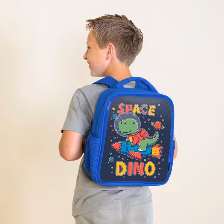 Kinderrugzak - Blauw - Dino - Raket - Kleurrijk — 3