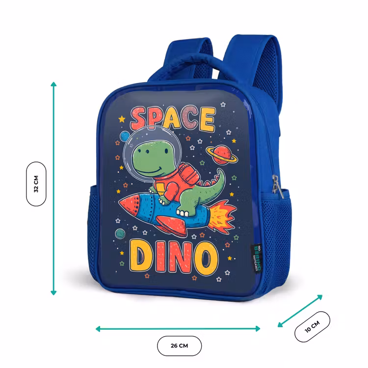 Kinderrugzak - Blauw - Dino - Raket - Kleurrijk — 5