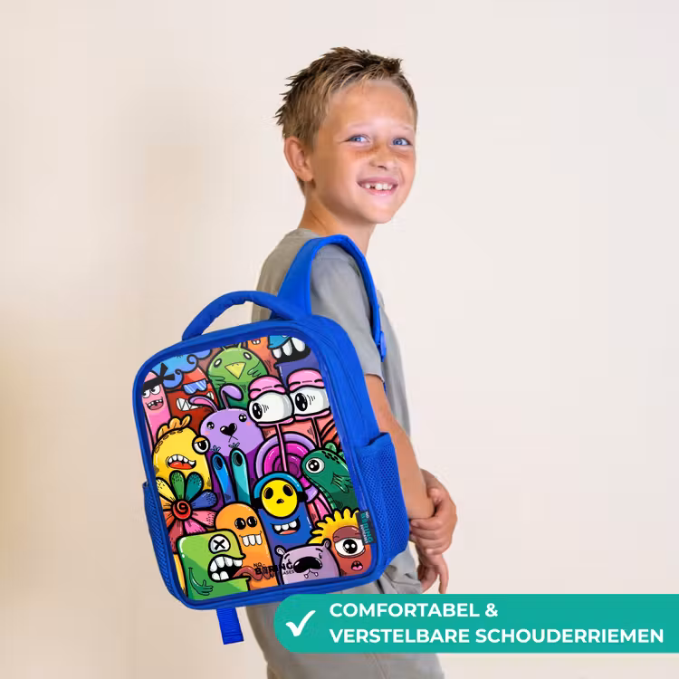Kinderrugzak - Blauw - Grappige kleurrijke monsters — 4
