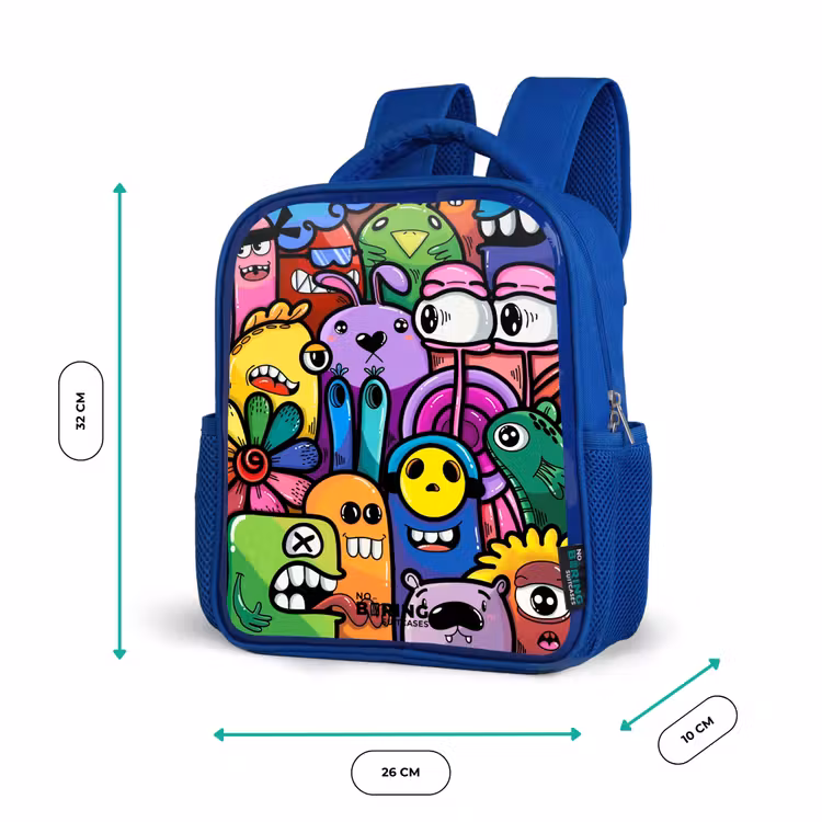 Kinderrugzak - Blauw - Grappige kleurrijke monsters — 5