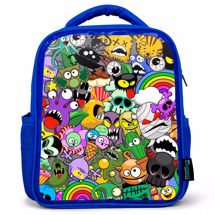 Kinderrugzak - Blauw - Kleurrijke Monstermix — 1