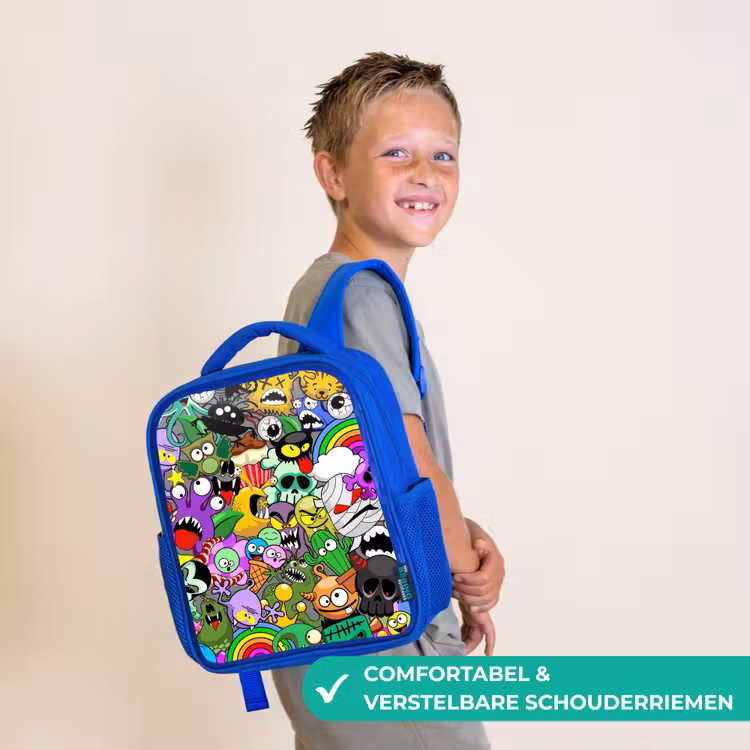 Kinderrugzak - Blauw - Kleurrijke Monstermix — 4