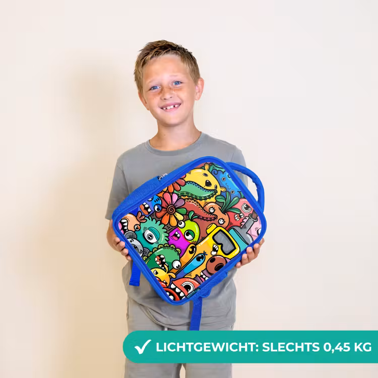Kinderrugzak - Blauw - Kleurrijke Monsterparade — 2
